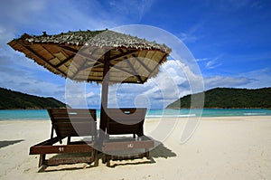 Chairs on an island beach