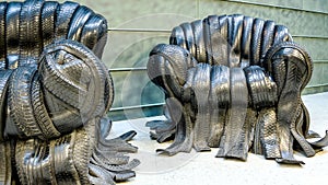 Chairs made from used car tires photo