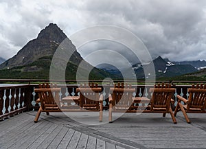 Chairs On Many Glacier Hotel Deck photo