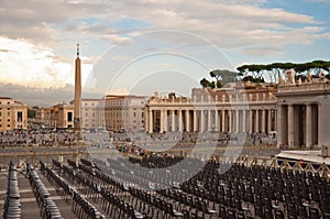 Chairs and Obelisk in Piazza san Pietro - Vatican photo