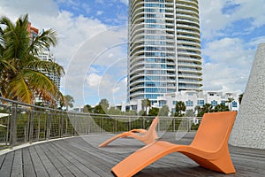 Chairs on pavilion, South Pointe Park, South Beach, Florida