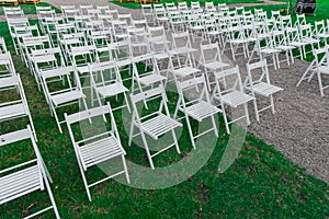 Chairs rows of some outdoor garden events like birthday party or wedding