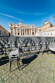 Chairs in Saint Peter`s square