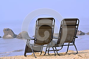 Chairs seaside on sand