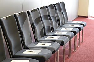 Chairs with Seminar Manuscripts and Pens for Corporate Trainings