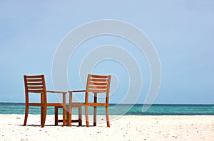 Chairs on the shore view