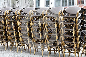 Chairs stacked Namur Belgium