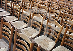 Chairs with straw seat before the show