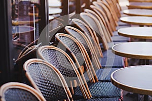 Chairs in street cafe in Europe