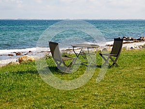 Chairs and table on a beautiful beach