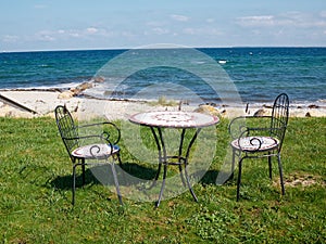 Chairs and table on a beautiful beach