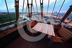 Chairs and table at terrace in restaurant