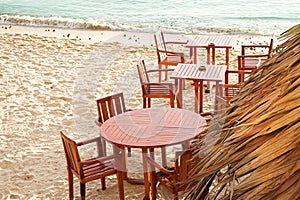 Chairs and tables on beach