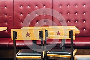 Chairs and tables inside a Pret a Manger cafe