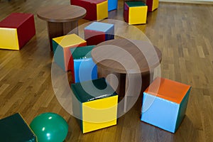 Chairs and tables in a playground