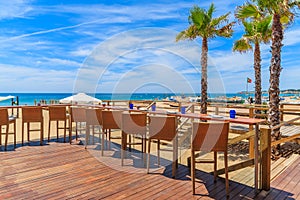 Chairs on terrace of a restaurant