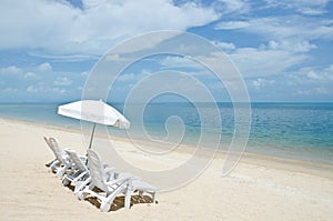 Chairs and umbrellas on beach