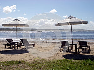Chairs and umbrellas on beach