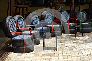 Chairs from used car tires