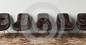 Chairs in a waiting room, 3d render illustration