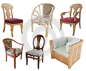 Chairs on white with clipping path