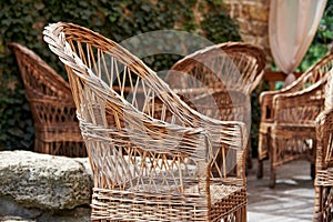 Chairs from wicker vine, comfortable handmade furniture