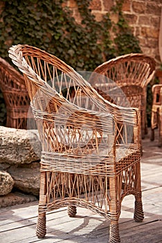 Chairs from wicker vine, comfortable handmade furniture