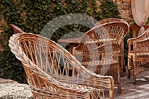 Chairs from wicker vine, comfortable handmade furniture