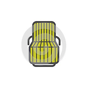 Chaise armchair colorful vector icon, garden rest accessory thing