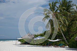 Chaises longues on the beach