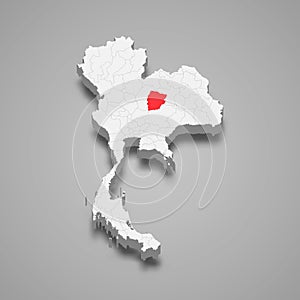 Chaiyaphum province location Thailand 3d map