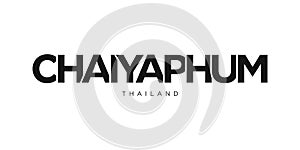 Chaiyaphum in the Thailand emblem. The design features a geometric style, vector illustration with bold typography in a modern
