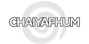 Chaiyaphum in the Thailand emblem. The design features a geometric style, vector illustration with bold typography in a modern