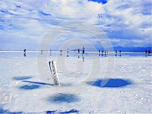 Chaka Salt Lake, nicknamed Chaka or Dabson Muir, is a natural crystalline salt lake located in Chaka Town, Wulan County, Haixi Mo