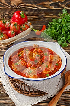 Chakhokhbili - chicken stewed with tomatoes