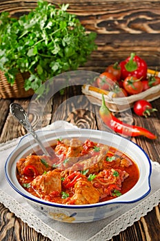 Chakhokhbili - chicken stewed with tomatoes