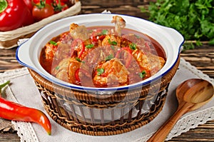 Chakhokhbili - chicken stewed with tomatoes