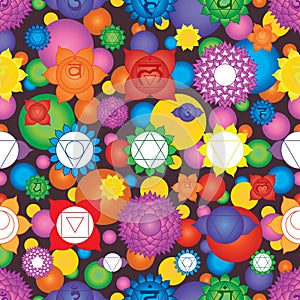 Chakra 7 sign colorful seamless pattern