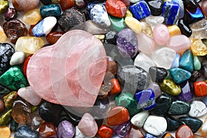 Chakra Healing Crystals and Heart Shaped Rose Quartz Crystal