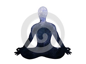 Chakra human lotus pose yoga, abstract world, universe inside