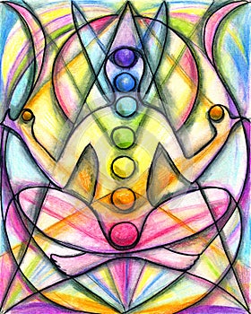 Chakra Meditation Cubist Painting