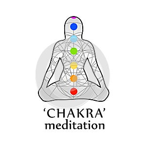 Chakra meditation with respective colors photo