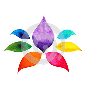 Chakra reiki healing lotus logo symbol icon mind health spiritual art therapy watercolor painting color illustration design