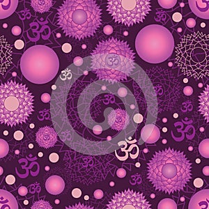 Chakra 1 Sahasrara sign seamless pattern