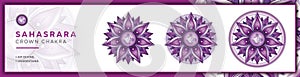 Chakra Symbols, Crown Chakra - SAHASRARA - Knowledge, Consciousness, Fullfillment, Spirituality - `I UNDERSTAND` photo