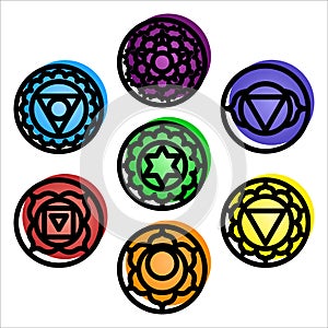 Chakras icons set