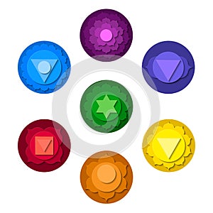 Chakras icons set