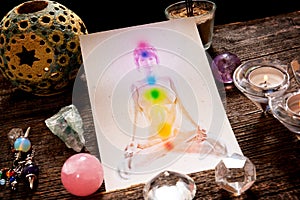 Chakras over a human body