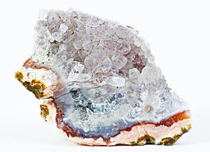 Chalcedony mineral on a white background. Macro photography