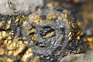 Chalcopyrite Copper iron sulfide mineral Macro.